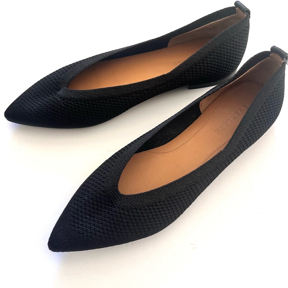 Everlane The 40-Hour Flat / shoe in ReKnit Women’s, Black Pointed Toe sz 6.5